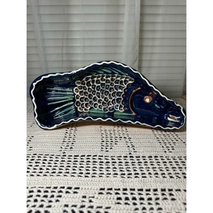 Vtg French Style Alsace Glazed Pottery Fish Mold 11” - Picture 1 of 9