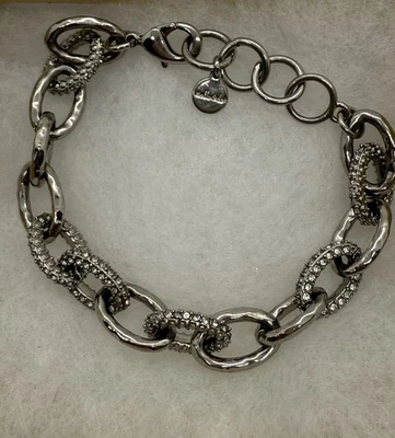 Pulseira Stella & Dot Christina pavê strass tom prata link declaração 7-8” - Imagem 1 de 4