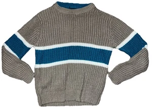 Christopher Rand Boys Pullover Sweater Gray Blue Striped Crew Neck Acrylic L | 7 - Picture 1 of 15