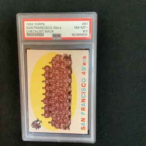 1959 Topps #61 San Francisco 49ers Checklist Back Psa 8.5 One Of Eight Psa 8.5’s - Foto 1 di 1