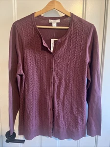Maglione cardigan donna CJ Banks X Plus viola con bottoni maglia manica ufficio 14W - Foto 1 di 5