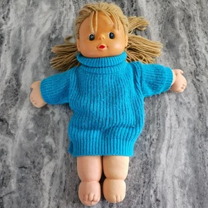 Vintage Daniel Hechter Soft Body Doll in Blue Knit Sweater – 1980s Plush Toy - Picture 1 of 17