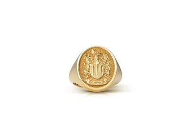 Anillo escudo de armas personalizado para hombre - sello de plata esterlina con escudo familiar Foto 1 de 4