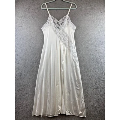 De colección Vee Mode Satinado Encaje Ribete Largo Completo Camisón Lencería Vestido Sin Mangas L Foto 1 de 4