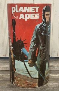 Old Movie Merchandise Vintage 1967 Planet Of The Apes Tin Litho Metal Trash Can - Picture 1 of 18