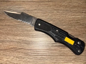 Vtg Imperial Ireland Apex Lockback Black Combo Single Blade Folding Pocket Knife - Picture 1 of 2