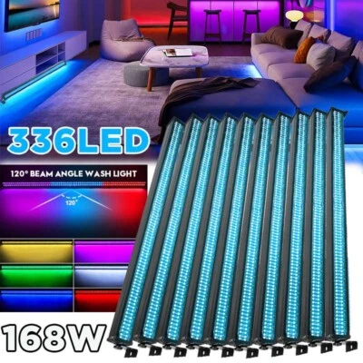 10X168W 336LED RGB Wall Wash Light Bar Stage DJ Beam Lighting Disco Party Effect - Image 1 of 4