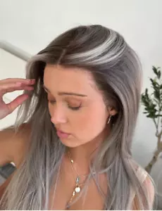 Gray Layered Wig 13x4 Lace Front Human Hair Wig For Women - Picture 1 of 5
