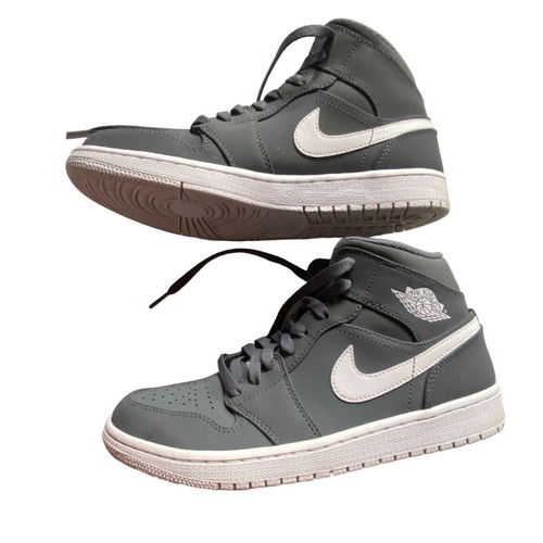 Nike Air Jordan 1 Retro Mid scarpe sneakers grigio freddo bianco taglia 8 5 ottime condizioni