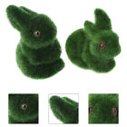  2 Pcs Flocking Simulation Rabbit Plastic Easter Bunny Miniature