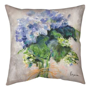HYDRANGEA BOUQUET INDOOR OUTDOOR TEXTURED THROW PILLOW - 18" SQUARE - Picture 1 of 1