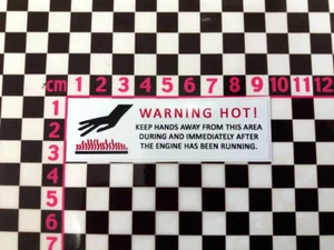Period Hot Exhaust Warning Sticker - Classic Car Kit Rally Racer Oldtimer - Picture 1 of 1