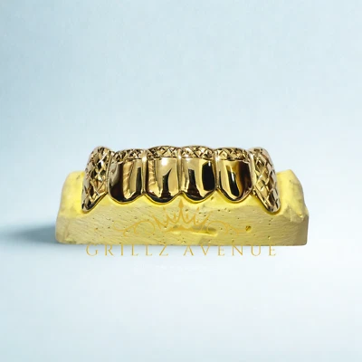 Parrilla de ajuste personalizado con cortes de diamante (plata de ley 925/envío gratuito) Foto 1 de 3