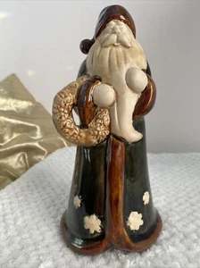 Weihnachtsmann braun hellbraun glasierte Keramik Weihnachten Urlaub 8,25" Kranz 1806D - Bild 1 von 12
