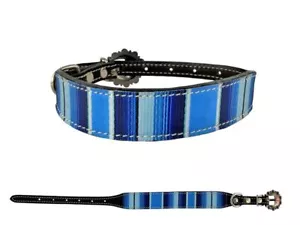 Cuello para perro Showman Couture de cuero oscuro con superposición azul suroeste - Imagen 1 de 1