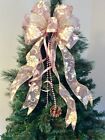 ROSE GOLD CHRISTMAS DECORATION BOW 22cm x 50cm MULTI USE LUXURY WIRED RIBBONS