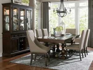 Traditional Cherry Brown Dining Room Set - 7pcs Rectangular Table & Chairs IC5D - Picture 1 of 6