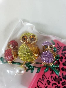 Hermoso broche Betsy Johnson de mamá búho y sus bebés - Imagen 1 de 4