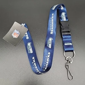 Seattle Seahawks Blue Neck Lanyard Detachable Breakaway Keychain Clip NFL - Picture 1 of 7
