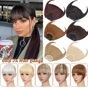 Neat Bangs Clip in on Hair Extensions Thick Thin Fringe As Human Front Hairpiece - Picture 1 of 69