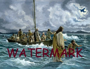 JESUS CHRIST WALKING ON WATER TO SAVE PETER OPEN HANDED PUBLICITY PHOTO 8.5x11 - Picture 1 of 1
