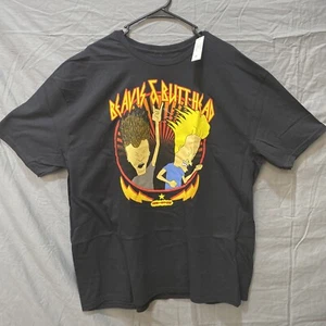 BEAVIS AND BUTTHEAD MTV Men's Size 2XL Black T Shirt Rock Heads NWT - Picture 1 of 7