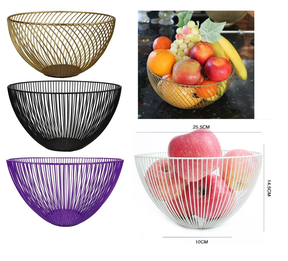 Metall Obstkorb Brotkorb Deko Gitter Korb Brötchen Gemüse Obst Schale Drahtkorb - Bild 1 von 4