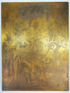 Antica targa stampa rame Albrecht Durer incisione rinascimentale Il bacio di Giuda - Foto 1 di 5