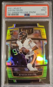 2021 NFL Select Justin Fields RC Green/Yellow Die-Cut Prizm PSA 9 - Picture 1 of 1