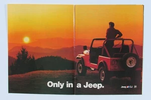 1983 1984 Jeep Wrangler CJ Vintage Only In A Jeep Original Print Ad  2 Page - Picture 1 of 4