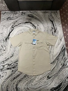 Columbia Yoncalla Fishing Short Sleeve Shirt Beige BNWT Size Small Men’s RRP £65 - Picture 1 of 13
