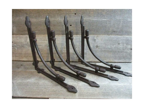 4 Large Cast Iron Shelf Brackets Corbels 9 1/2" X 9 1/2" Cover