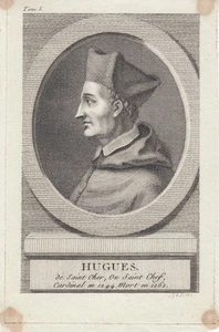 Grabado en cobre original cardenal francés Hugues de Saint-Cher (+ 1263) 1767 - Imagen 1 de 1