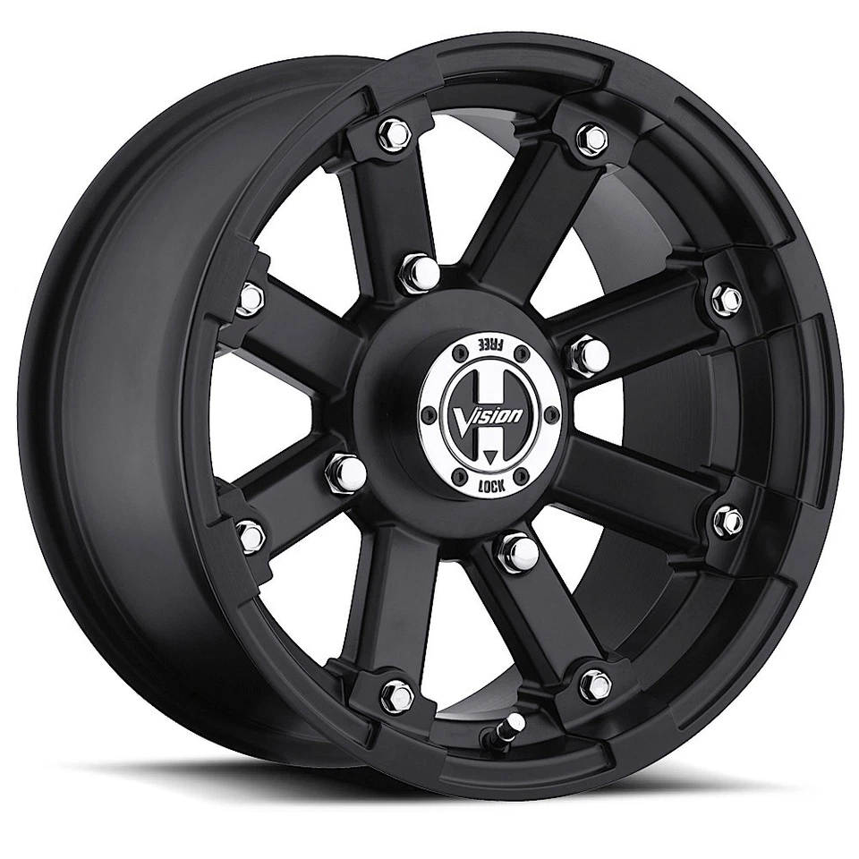 Vision ATV/Golf Lockout 393 12x8 4x110 -61mm Matte Black Wheel - Image 1 of 1