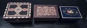 Set of 3 Vintage Sorrento Italy Inlaid Wood Music Boxes Notturno Intarsio Floral - Picture 1 of 23