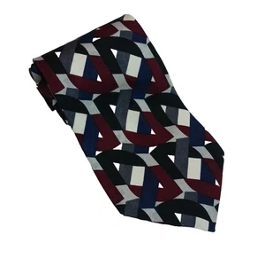 New ASHBERRY $25 Red Multi-Color Abstract Tie 100% Silk Necktie Qte_B2 - Picture 1 of 4