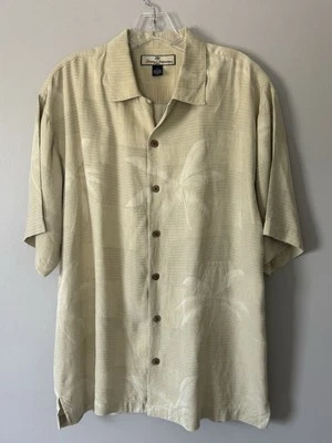 Camisa Tommy Bahama Para Hombre Amarilla Floral 100% Seda Manga Corta Talla Mediana Foto 1 de 4