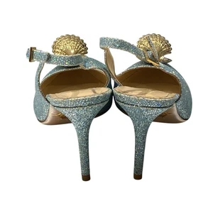 Charlotte Olympia Heel Pumps Blue Back Strap Shell Decor Size 37 US 7 - Picture 1 of 8