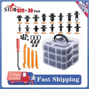 650 PCS Car Retainer Auto Fasteners Push Trim Plastic Clips Pin Rivet Bumper Kit - Picture 1 of 12
