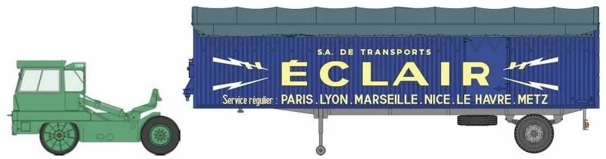 Ree Models CB-022 Trattore + Rimorchio Francese KANGAROO Verde ECLAIR HO 1:87 - Immagine 1 di 1