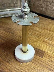 Vintage Bathroom Toothbrush Holder Gold Marble Base With Acorn Finial - Picture 1 of 8