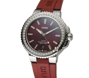 Oris 42mm Date Diamond Bezel Red Diamond Dial 2024 Aquis 01 733 7766 4998 - Picture 1 of 9