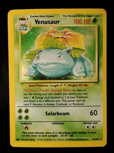 Venusaur 15/102 Base Set Unlimited 1999 Holo Rare Vintage Pokemon Card - LP - Picture 1 of 6