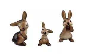 Hagen Renaker Vintage Retired Miniature Figurine Brown Bunny Family - Picture 1 of 3