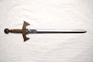 Knights Templar Replica 23" Gold Tone Metal Sword Brass Handle