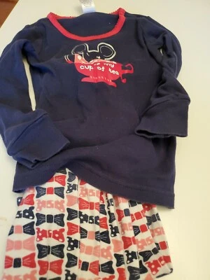  Gymboree You're my Cup of Tea Sz 3 Gymmies 2-Piece Pajamas Pink/Navy - Image 1 of 4