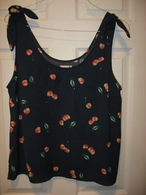 SO , Navy Blue,Cherry Print Sleeveless Top XXL - Image 1 of 4