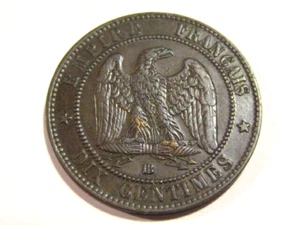France 1865-BB 10 Centimes Old Bronze Coin - Picture 1 of 5