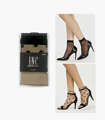 INC International Concepts Sheer Dot Anklet Simply Skinny Socks 2 Pairs $14 - Image 1 of 4