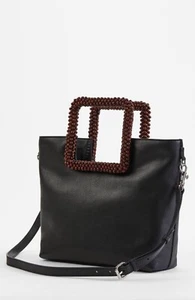 J. Jill ~ NEW Luxurious Beaded-Handle Leather Mini Tote ~ Black ~ NWT - Picture 1 of 5